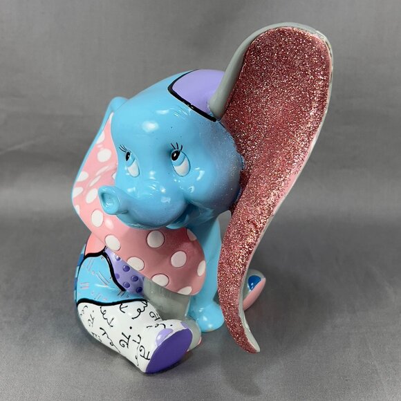 Disney Romero Britto Sitting Baby Dumbo Enesco Glitter Elephant Figurine Pop Art - Picture 1 of 16